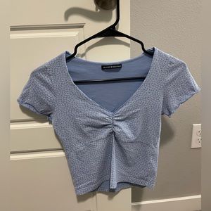 Brandy Melville Light Blue & White Floral Crop Top